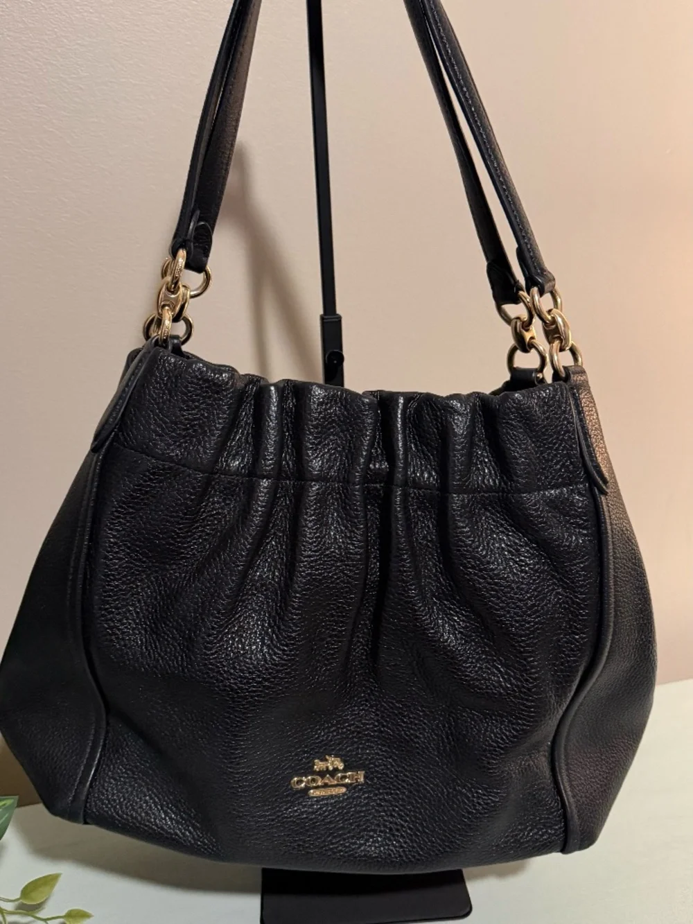 Coach Maya Black Leather Shoulder Bag EUC C1454